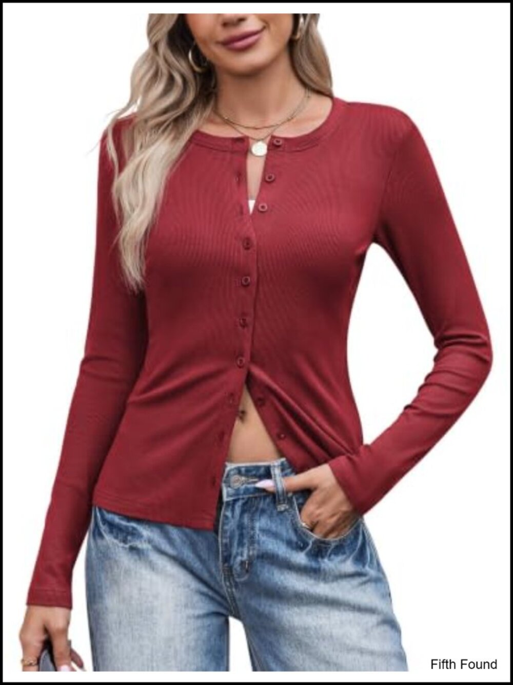 Lightweight Ribbed Knit Button Up Cardigan Long Sleeve Crew Neck Sweater